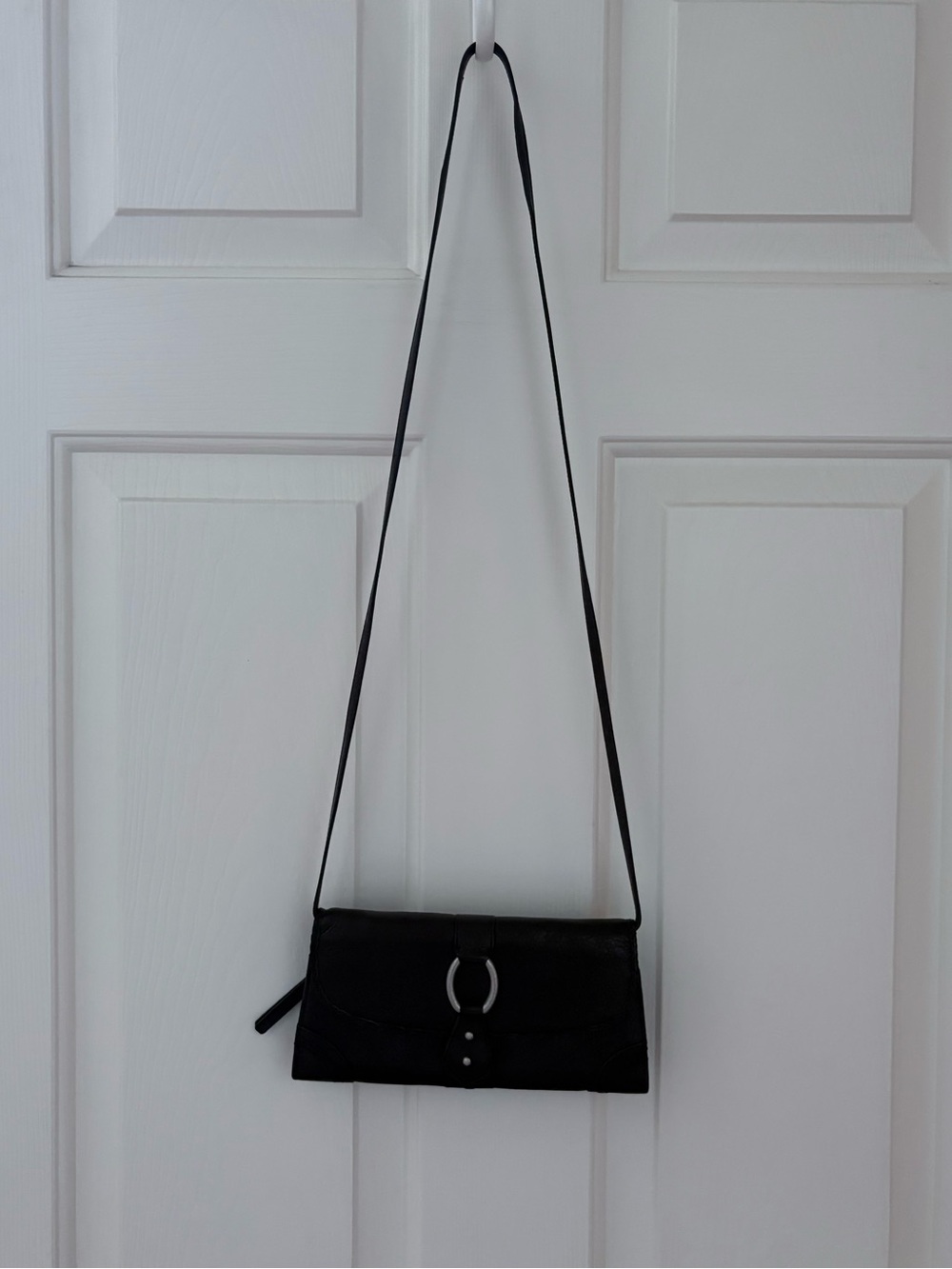 Vintage Y2K Sigrid Olsen Black Leather Organizer Wallet/Crossbody Bag